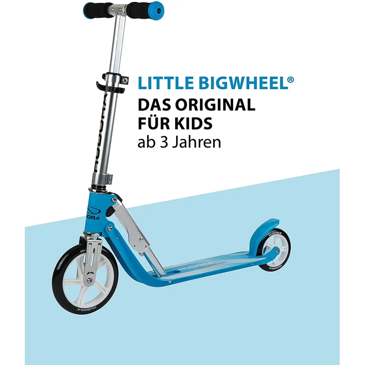 HUDORA 14202 'Little BigWheel' Scooter, ab 3 Jahren, höhenverstellbar bis 74 cm, klappbar, max. belastbar bis 100 kg, himmelblau – Bild 2
