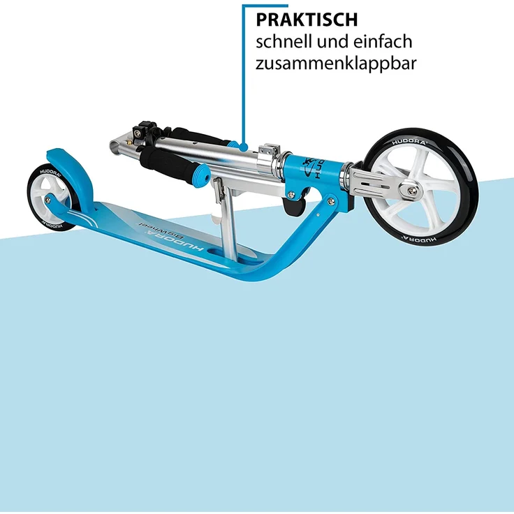 HUDORA 14202 'Little BigWheel' Scooter, ab 3 Jahren, höhenverstellbar bis 74 cm, klappbar, max. belastbar bis 100 kg, himmelblau – Bild 6