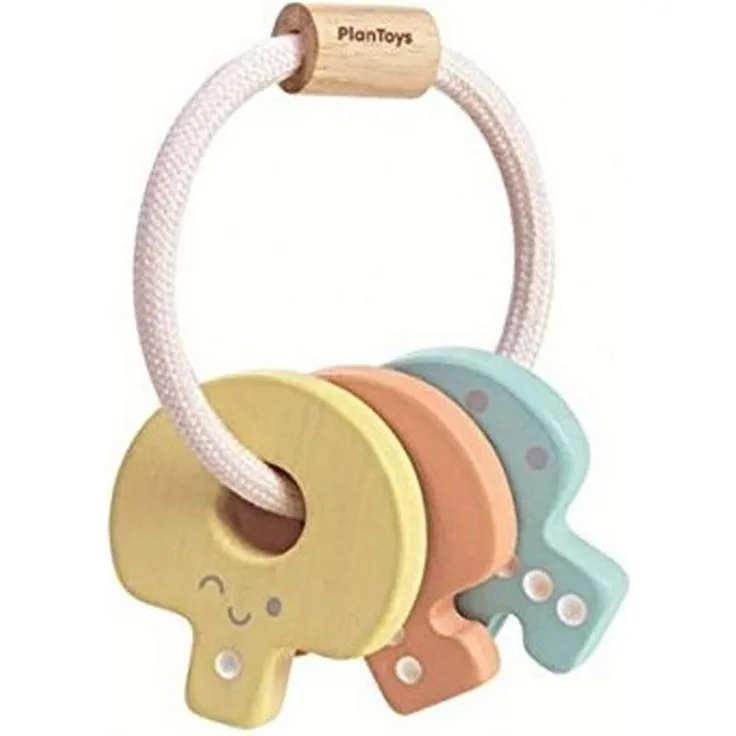 PlanToys Schlüsselbund Rassel aus Holz ab 4 Monaten Key Rattle
