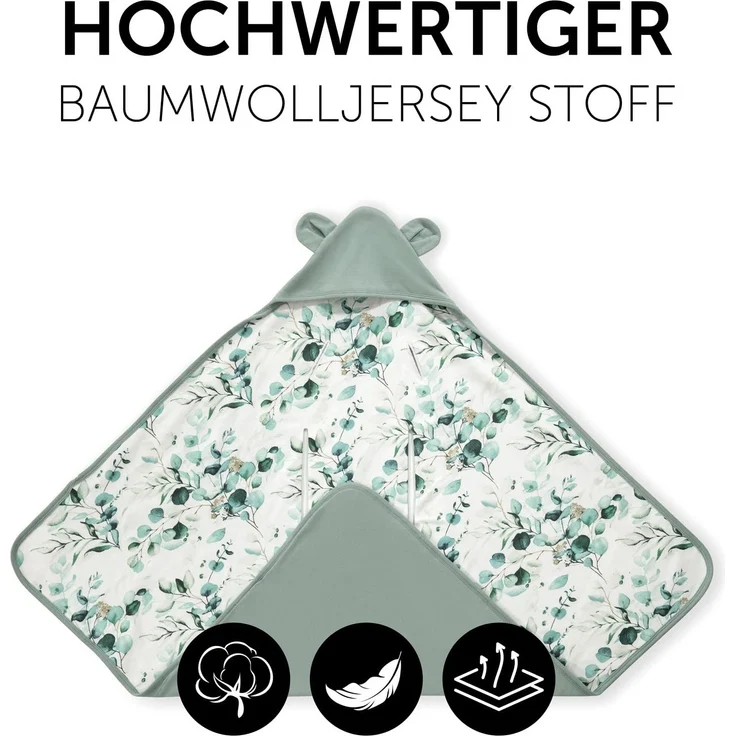 Hauck Baby Einschlagdecke Snuggle N Dream / Baumwolle / Universal für Babyschale, Autositz, Kinderwagen, Buggy, Babybett, Wippen / für 3 -und 5- Punkt-Gurtsysteme / 40 ° Maschinenwäsche / Leaves Mint – Bild 4