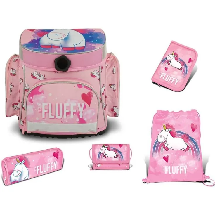 Schulranzen Set Einhorn Fluffy 5 teilig