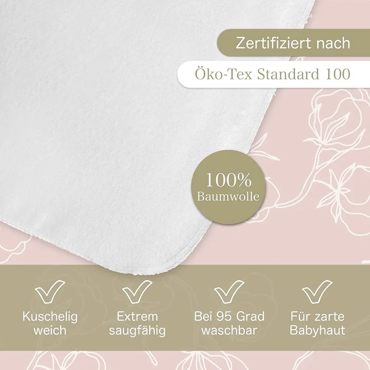 KiGATEX Moltontuch 80x80 cm 100% Baumwolle 5er Pack hergestellt nach Ökotex Standard 100 – Bild 5