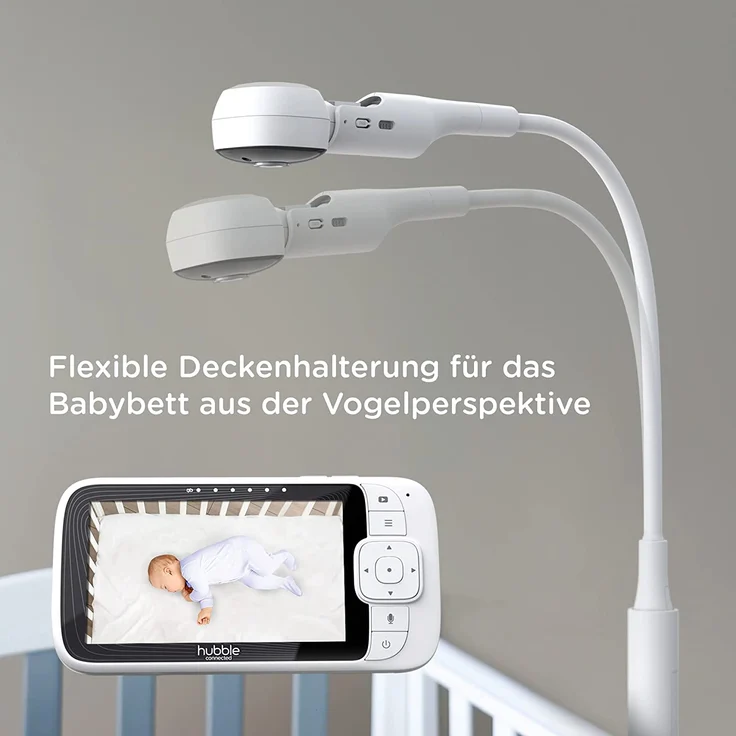 Hubble Connected Nursery Pal SkyView Babyphone mit Kamera, 5-Zoll-Bildschirm, Kinderbetthalterung, 7-Farben-Nachtlicht, Infrarot-Nachtsicht, Zwei-Wege-Gespräch, Raumtemperatursensor und Smartphone-App – Bild 4