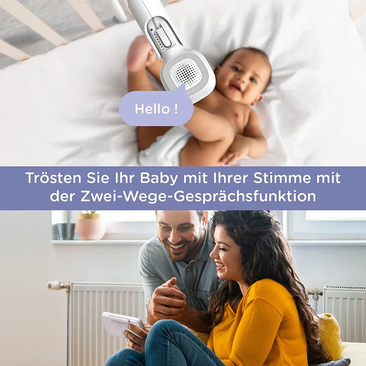 Hubble Connected Nursery Pal SkyView Babyphone mit Kamera, 5-Zoll-Bildschirm, Kinderbetthalterung, 7-Farben-Nachtlicht, Infrarot-Nachtsicht, Zwei-Wege-Gespräch, Raumtemperatursensor und Smartphone-App – Bild 6