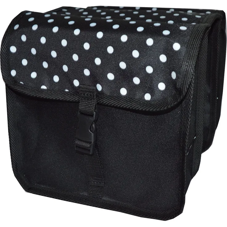 Beluko 'Duo' Fahrradtasche für Gepäckträger ab 14 - 20 Zoll Schwarz Polka Dots doppelseitig