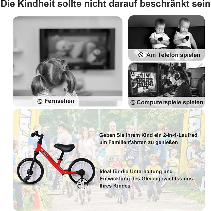 2-in-1 Kinderfahrrad rot – Bild 7