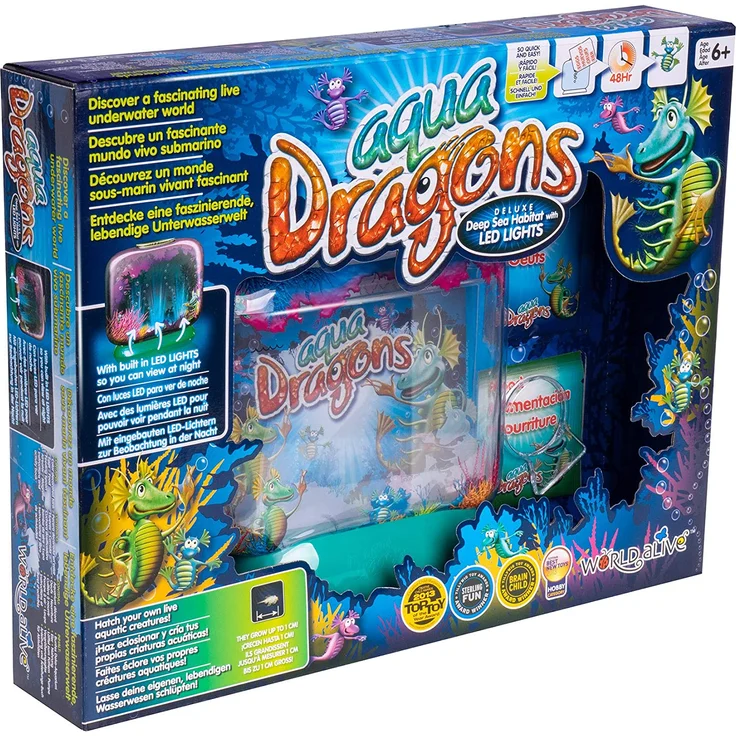 Aqua Dragons 4003 Unterwasserwelt, Deluxe-Tiefsee-Aquarium mit LED-Leuchten, in Box-Kit-Verpackung Brüte Deine eigenen LEBENDEN Wassertiere aus und züchte sie auf, Mehrfarbig – Bild 2