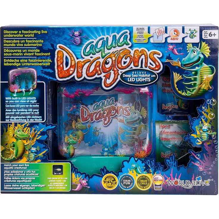 Aqua Dragons 4003 Unterwasserwelt, Deluxe-Tiefsee-Aquarium mit LED-Leuchten, in Box-Kit-Verpackung Brüte Deine eigenen LEBENDEN Wassertiere aus und züchte sie auf, Mehrfarbig – Bild 1