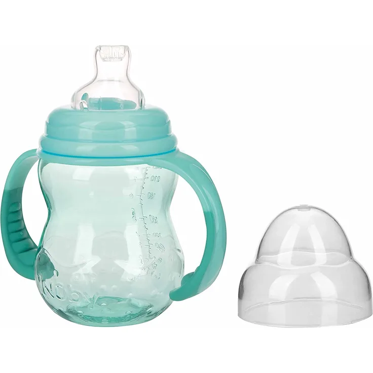 Nûby Weithals-Trinklernflasche aus Tritan mit Griff 240 ml ab dem 6. Monat in aqua