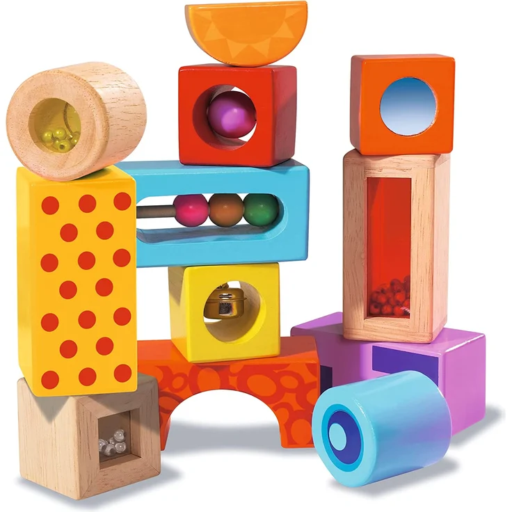 Eichhorn Holz-Soundbausteine, 12 bunt bedruckte Klangbausteine mit verschiedenen Geräuschen, Bausteine aus Birkenholz für Kinder ab 12 Monaten – Bild 6