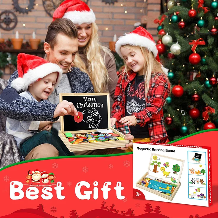 Jojoin Magnetisches Holzpuzzle mit Doppelseitiger Tafel, Holzspielzeug Puzzles Kinder, 110 Stück Tiermuster Pädagogisches Magnetische Holzspielzeug, Kreativ Lernspielzeug für Kinder – Bild 7
