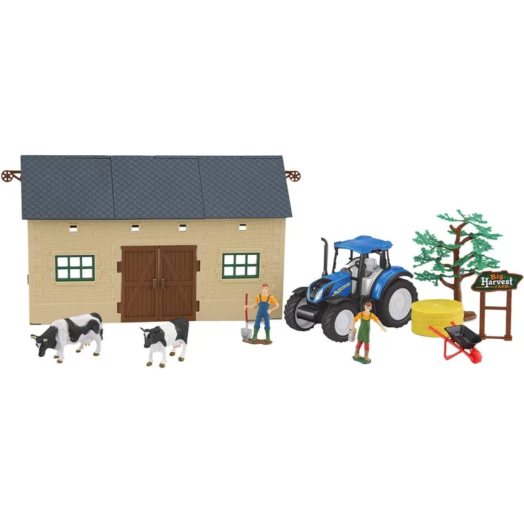 Jamara 460533 New Holland Farmer Set2, 1:32 – offiziell lizenziert, Spielspaß für die kleinen Landwirte, detailgetreues Design mit Zubehör, bunt