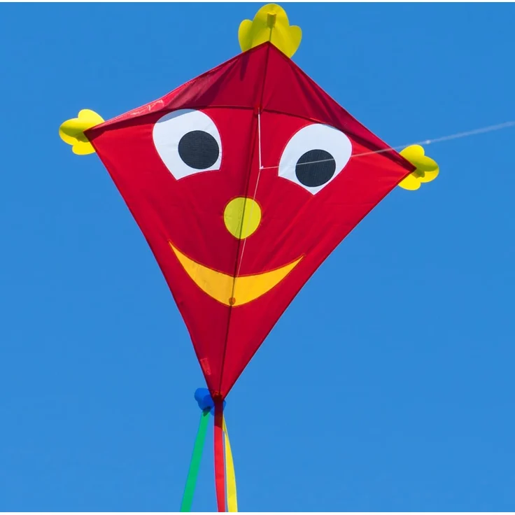 CIM Großer Kinder-Drachen - SUPER Drachen Happy Eddy XL - Einleiner Flugdrachen für Kinder ab 6 Jahren - 102x108cm - inklusiv Drachenschnur und Streifenschwänze – Bild 2