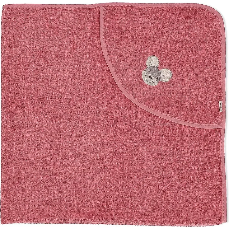 Sterntaler Baby Mädchen Badetuch Baby GOTS Mabel - Badeponcho Baby, Kapuzenhandtuch, Badehandtuch Kinder mit Mausmotiv waschbar - Bio - rosa