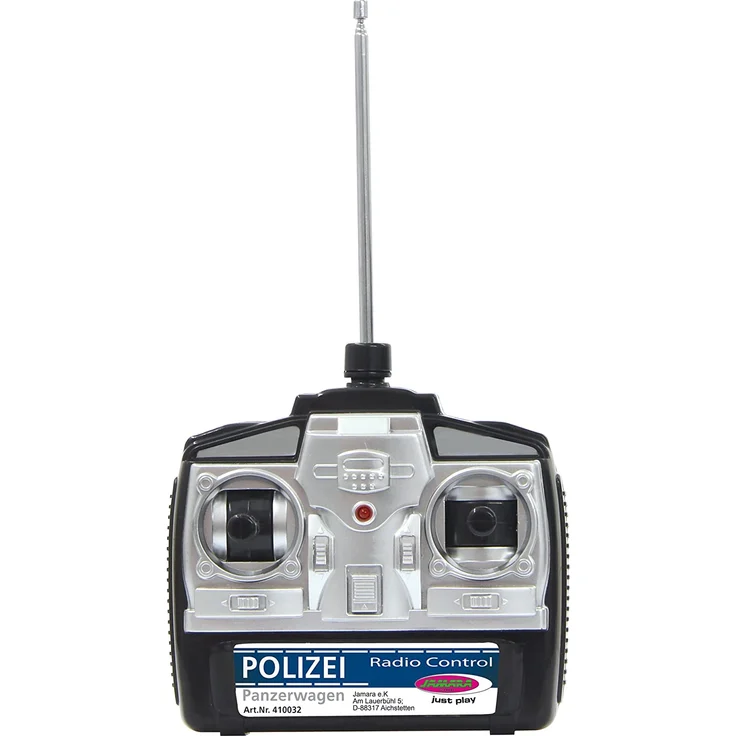 Jamara 410032 - Polizei Panzerwagen Monstertruck 1:12 LED 27MHz - 11 LED Signallichter ausschaltbar, 2 große Frontscheinwerfer, grobe Reifen,gesperrte Hinterachse für hohe Traktion, stabile Karosserie – Bild 4