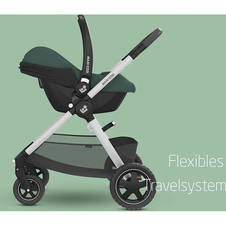 Maxi-Cosi CabrioFix i-Size, Federleichte i-Size Babyschale (nur 3,2kg), Gruppe 0+ Kindersitz inkl. Sonnenverdeck und Neugeborenen Einlage, nutzbar ab ca. 40 bis 75 cm, ca. 0-12 kg, Essential Green – Bild 4