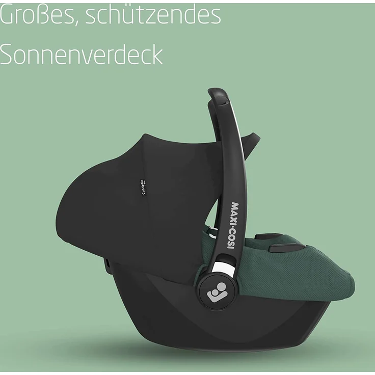 Maxi-Cosi CabrioFix i-Size, Federleichte i-Size Babyschale (nur 3,2kg), Gruppe 0+ Kindersitz inkl. Sonnenverdeck und Neugeborenen Einlage, nutzbar ab ca. 40 bis 75 cm, ca. 0-12 kg, Essential Green – Bild 5