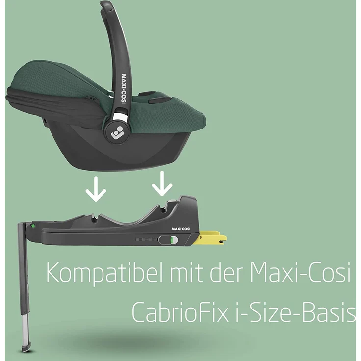 Maxi-Cosi CabrioFix i-Size, Federleichte i-Size Babyschale (nur 3,2kg), Gruppe 0+ Kindersitz inkl. Sonnenverdeck und Neugeborenen Einlage, nutzbar ab ca. 40 bis 75 cm, ca. 0-12 kg, Essential Green – Bild 8
