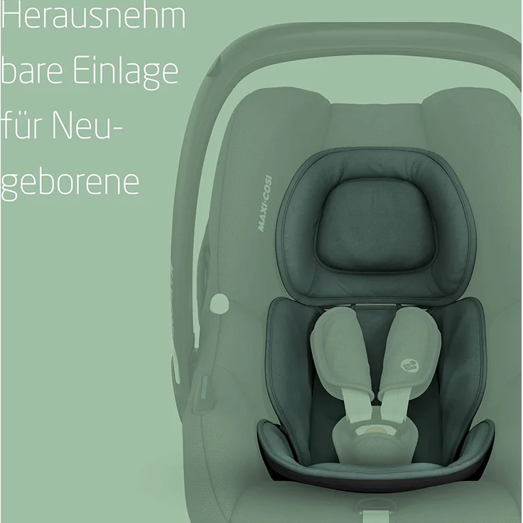 Maxi-Cosi CabrioFix i-Size, Federleichte i-Size Babyschale (nur 3,2kg), Gruppe 0+ Kindersitz inkl. Sonnenverdeck und Neugeborenen Einlage, nutzbar ab ca. 40 bis 75 cm, ca. 0-12 kg, Essential Green – Bild 7
