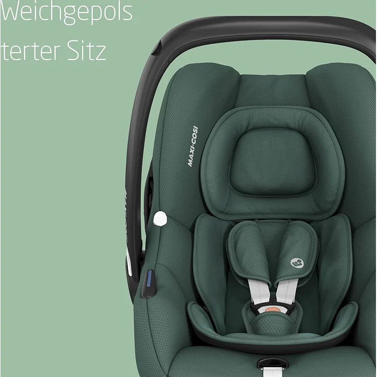 Maxi-Cosi CabrioFix i-Size, Federleichte i-Size Babyschale (nur 3,2kg), Gruppe 0+ Kindersitz inkl. Sonnenverdeck und Neugeborenen Einlage, nutzbar ab ca. 40 bis 75 cm, ca. 0-12 kg, Essential Green – Bild 6