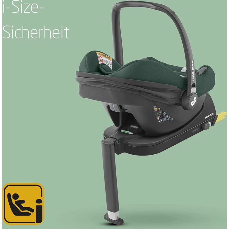 Maxi-Cosi CabrioFix i-Size, Federleichte i-Size Babyschale (nur 3,2kg), Gruppe 0+ Kindersitz inkl. Sonnenverdeck und Neugeborenen Einlage, nutzbar ab ca. 40 bis 75 cm, ca. 0-12 kg, Essential Green – Bild 2
