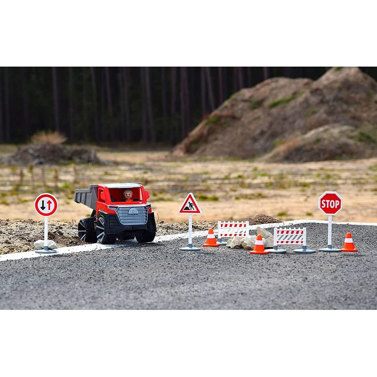 Lena 04440 - Verkehrszeichen Set mit 17 Teilen, mit 9 Verkehrsschilder ca. 16 cm, 5 Pylonen und 3 Bauzäunen, optimal für Lena Spielfahrzeuge Truxx, Worxx, Truckies, EcoAktives, Aktive und andere - Preisvergleich – Bild 7