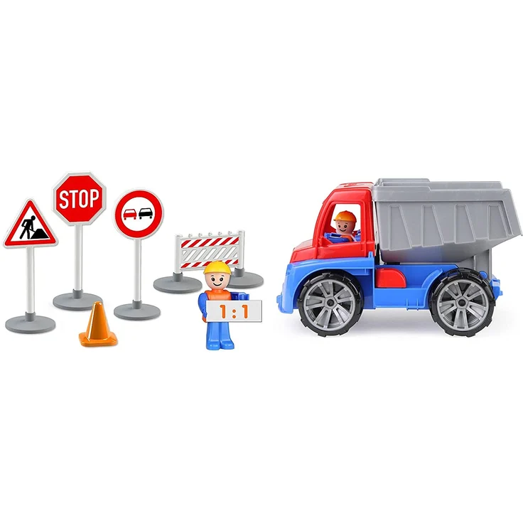 Lena 04440 - Verkehrszeichen Set mit 17 Teilen, mit 9 Verkehrsschilder ca. 16 cm, 5 Pylonen und 3 Bauzäunen, optimal für Lena Spielfahrzeuge Truxx, Worxx, Truckies, EcoAktives, Aktive und andere - Preisvergleich – Bild 4