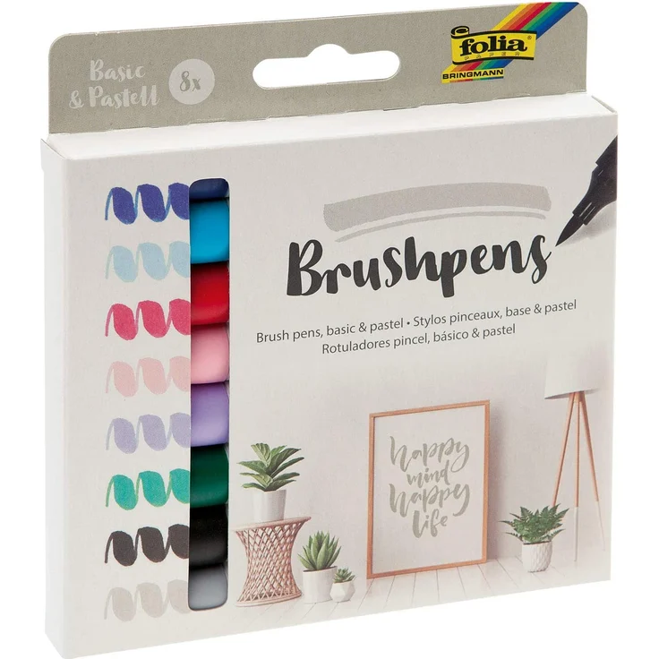 folia - Brushpens Basic und Pastell 8 Stück sortiert – Bild 1