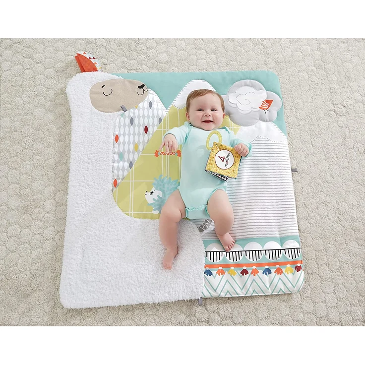 Fisher-Price HBB74 - 5 Sinnes Baby Spieldecke, kuschelig weiche Krabbeldecke mit Sensorik Spielzeug, sechs abnehmbare Beschäftigungsspielzeuge, Babyaustattung ab der Geburt – Bild 11