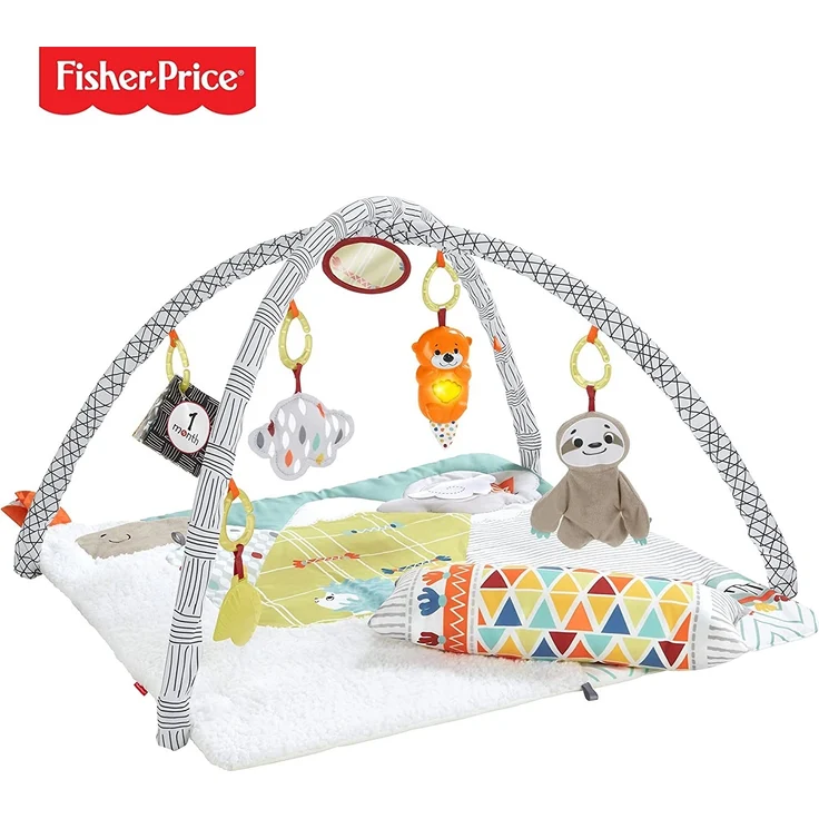 Fisher-Price HBB74 - 5 Sinnes Baby Spieldecke, kuschelig weiche Krabbeldecke mit Sensorik Spielzeug, sechs abnehmbare Beschäftigungsspielzeuge, Babyaustattung ab der Geburt – Bild 15