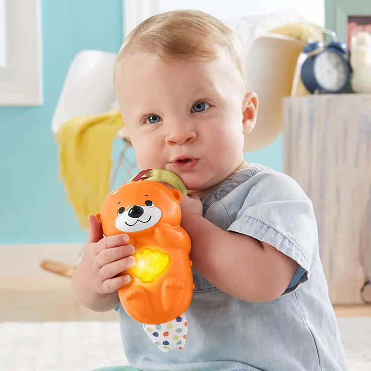Fisher-Price HBB74 - 5 Sinnes Baby Spieldecke, kuschelig weiche Krabbeldecke mit Sensorik Spielzeug, sechs abnehmbare Beschäftigungsspielzeuge, Babyaustattung ab der Geburt – Bild 7