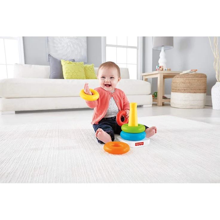 Mattel - Fisher-Price Farbring Pyramide, Steckspiel-Zeug, Stapelturm, Stapelspielzeug – Bild 2