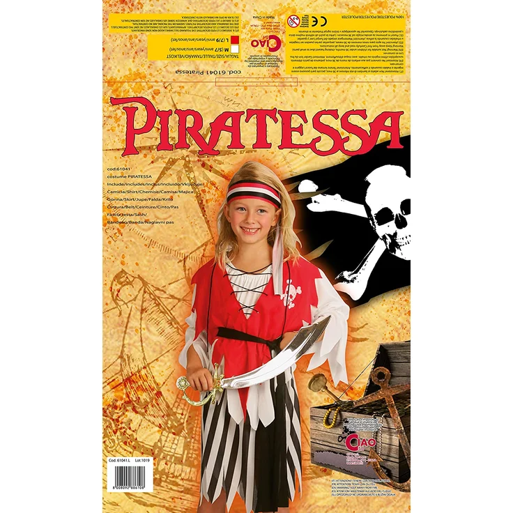 Blumen Paolo – Piratin Kostüm Mädchen M (5-7 anni) mehrfarbig – Bild 6