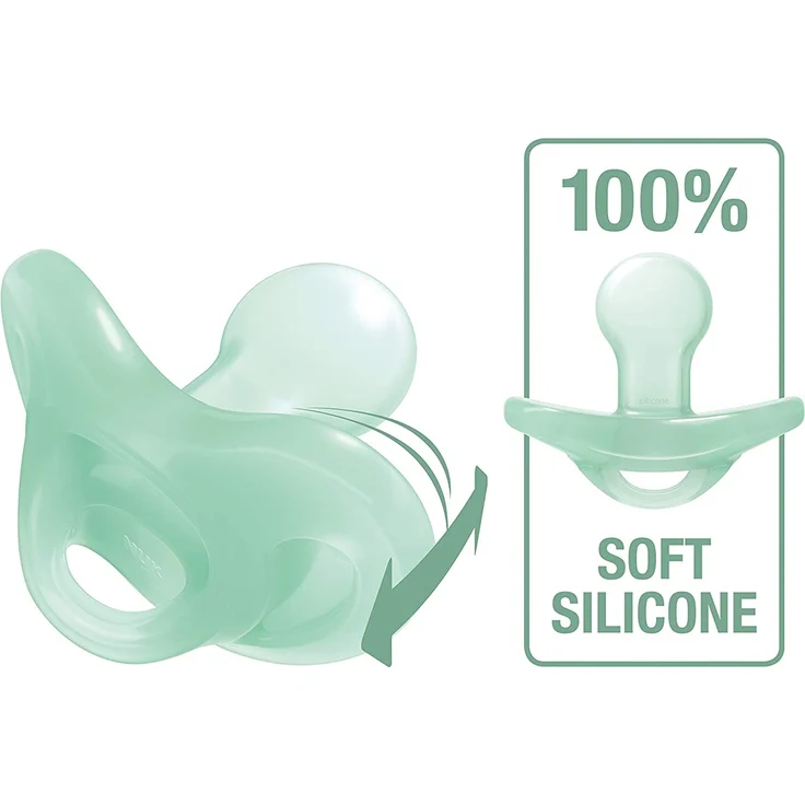 NUK Sensitive Schnuller | 6-18 Monate | 100 % Silikon für zarte Haut | BPA-frei | blau & grün | 2 Stück – Bild 3