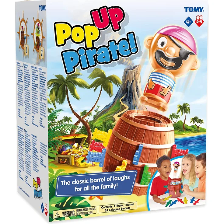TOMY Kinderspiel "Pop Up Pirate", Hochwertiges Aktionsspiel für die Familie, Piratenspiel zur Verfeinerung der Geschicklichkeit Ihres Kindes, Gesellschaftsspiel ab 4 Jahren, Pop up Spiel