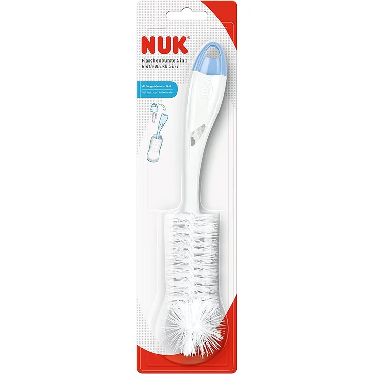 NUK Flaschenbürste mit integrierter Saugerbürste im ergonomischen Griff, für Flaschen und Sauger, 1 Stück, Farbe nicht frei wählbar – Bild 6