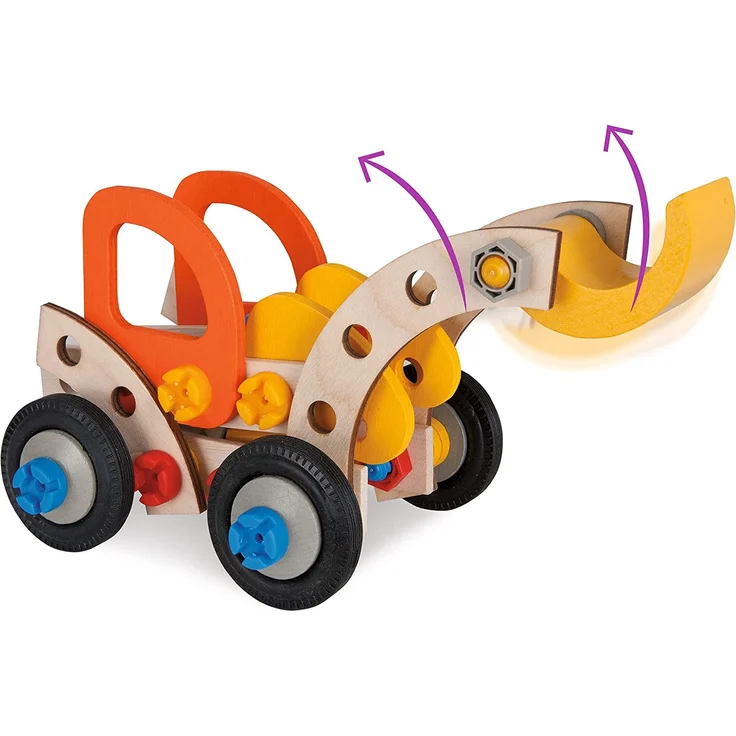 Eichhorn 100039087 - Bagger 90-teilig Holz-Konstruktions-Set, 3 verschiedene Modelvarianten baubar, FSC 100% – Bild 4