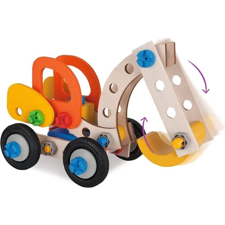 Eichhorn 100039087 - Bagger 90-teilig Holz-Konstruktions-Set, 3 verschiedene Modelvarianten baubar, FSC 100% – Bild 10