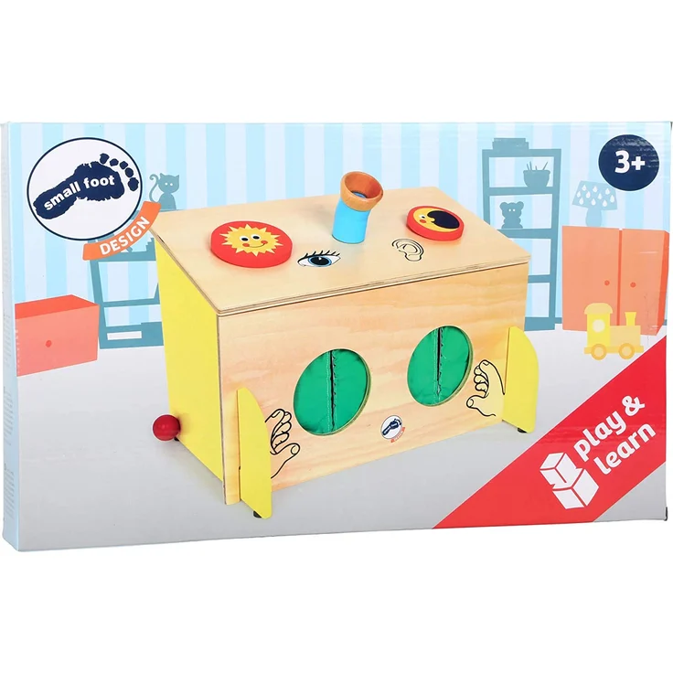 small foot 6989 Fühl-Box aus Holz, Sinnesspiel schult spielerisch den Tast- Hör- und Sehsinn, ab 3 Jahren – Bild 5