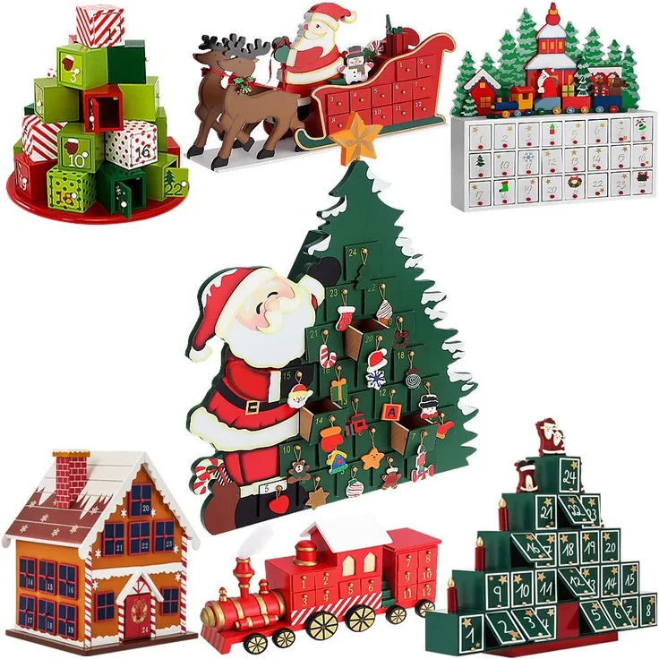 Wiederverwendbarer Adventskalender zum Befüllen 24 Türchen Weihnachten Kinder DIY weihnachtliche Holz Dekoration