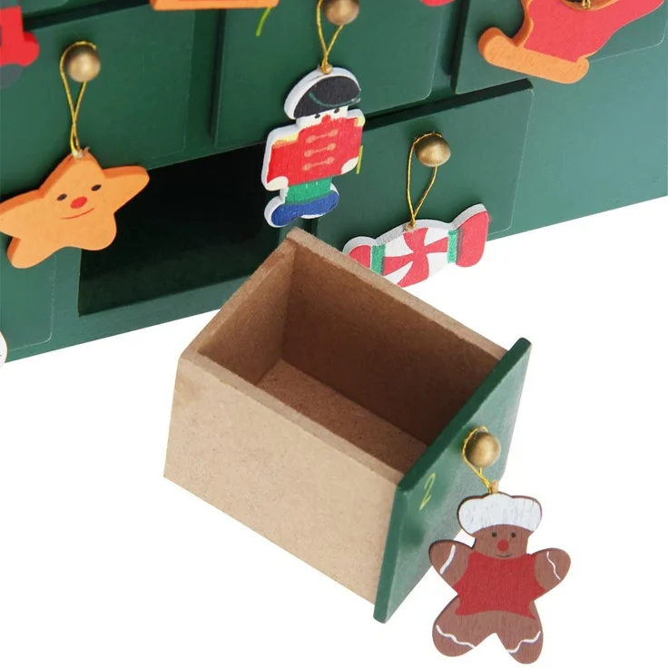 Wiederverwendbarer Adventskalender zum Befüllen 24 Türchen Weihnachten Kinder DIY weihnachtliche Holz Dekoration – Bild 6