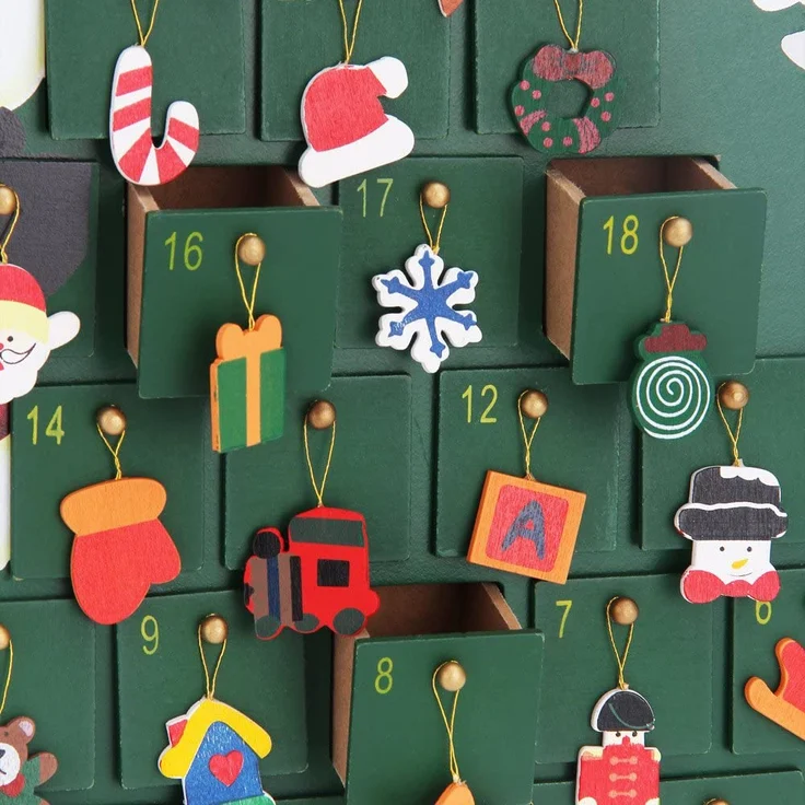 Wiederverwendbarer Adventskalender zum Befüllen 24 Türchen Weihnachten Kinder DIY weihnachtliche Holz Dekoration – Bild 4