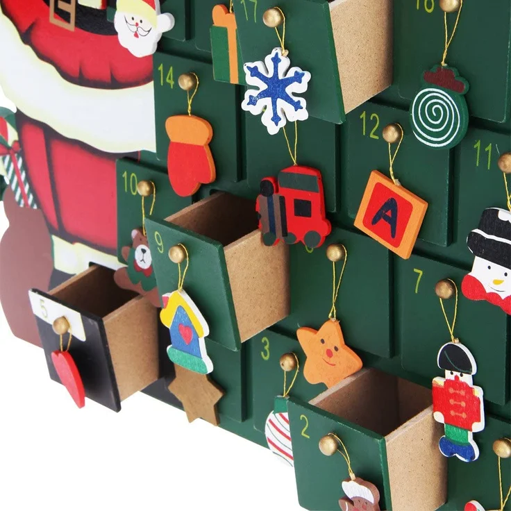 Wiederverwendbarer Adventskalender zum Befüllen 24 Türchen Weihnachten Kinder DIY weihnachtliche Holz Dekoration – Bild 7