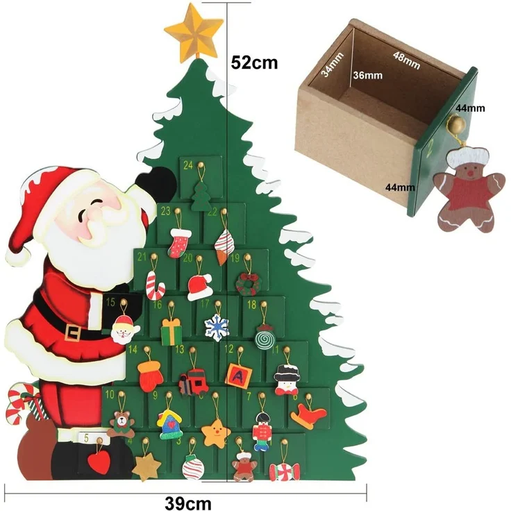 Wiederverwendbarer Adventskalender zum Befüllen 24 Türchen Weihnachten Kinder DIY weihnachtliche Holz Dekoration – Bild 8
