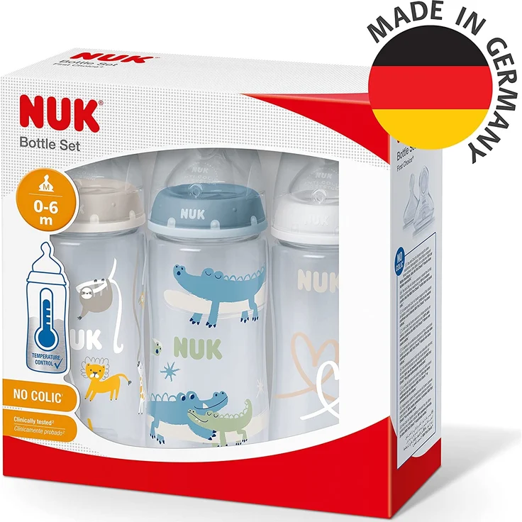 NUK 3er Flaschenset First Choice⁺ Temperature Control, 300 ml blau/weiß/beige – Bild 6