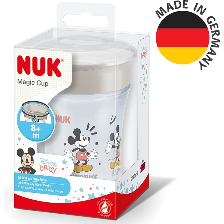 NUK Magic Cup Trinklernbecher | 8+ Monate | 230 ml | auslaufsicherer 360°-Trinkrand | BPA-frei | Disney Mickey Maus | grau – Bild 7