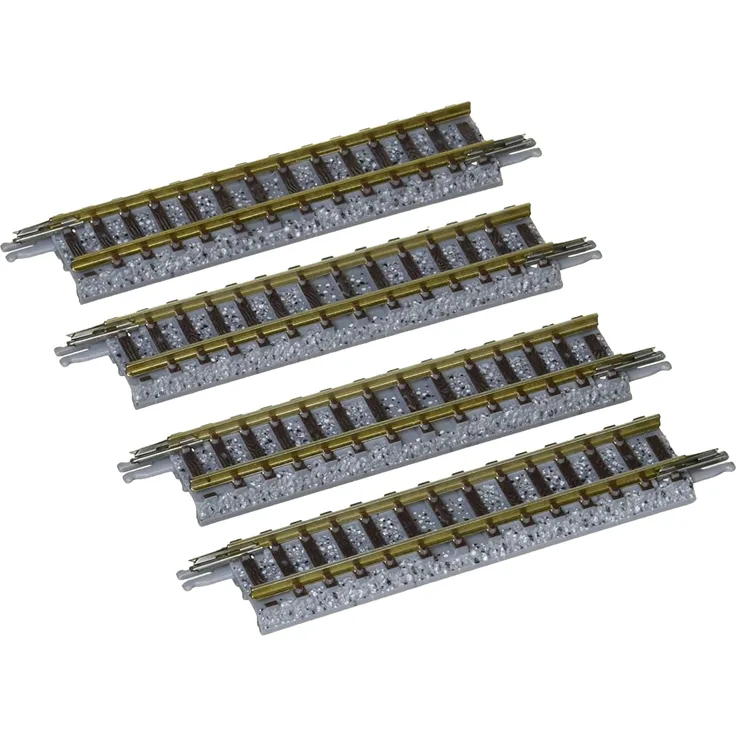 TomyTEC 018032 - 4 Gleise, gerade in Schotterbettung, Fahrzeuge, 72.5 mm