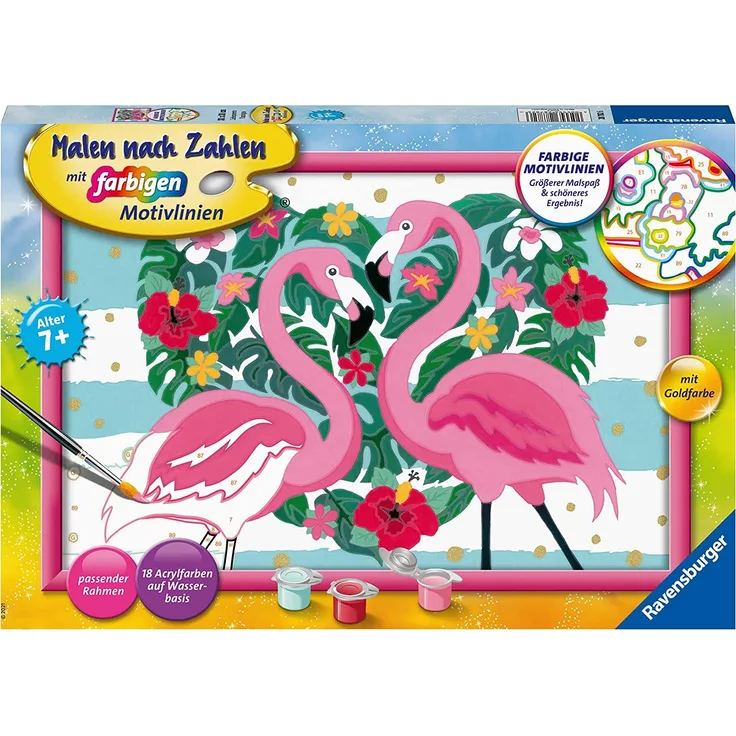 Ravensburger Malen nach Zahlen Malset Liebenswerte Flamingos