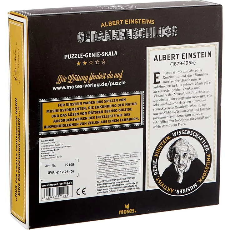 moses. 92105 Albert Einsteins Gedankenschloss | Professor Puzzle Geduldspiel aus Holz - Preisvergleich – Bild 4