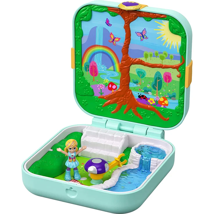Polly Pocket GDK79- Verborgene Schätze Schmetterlingswald Schatulle, Puppen Spiezeug ab 4 Jahren – Bild 1